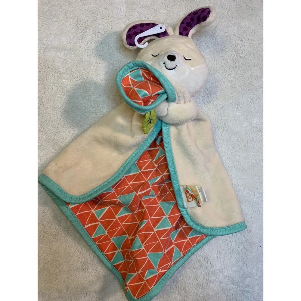 B Cuddly‎ Bunny Rabbit Lovey Security Blanket BABY toy Soother Plush Crinkle EUC